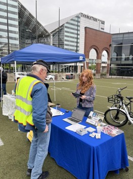 Francie Fink, Environmental Health Fellow, at South Bend area's Bike to Work Week in May 2024.